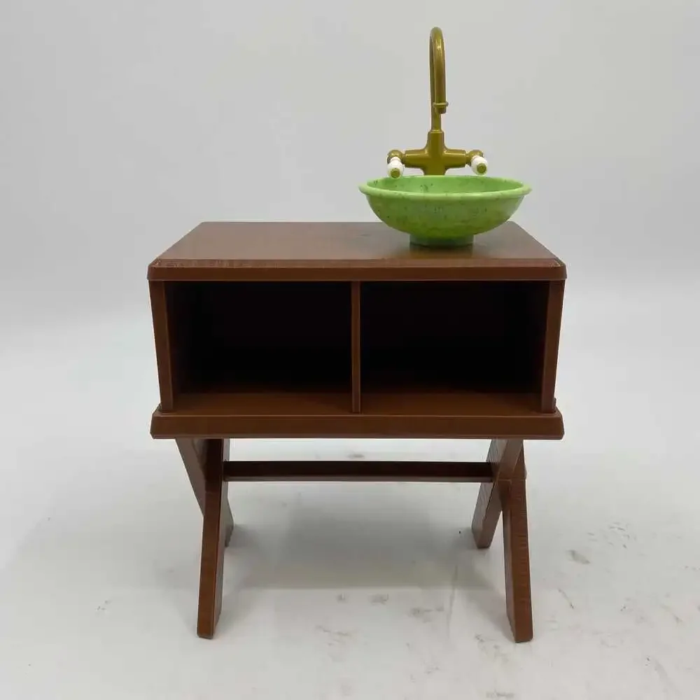 American Girl Brown Green Kira Vanity Table and Bathroom Sink | OS